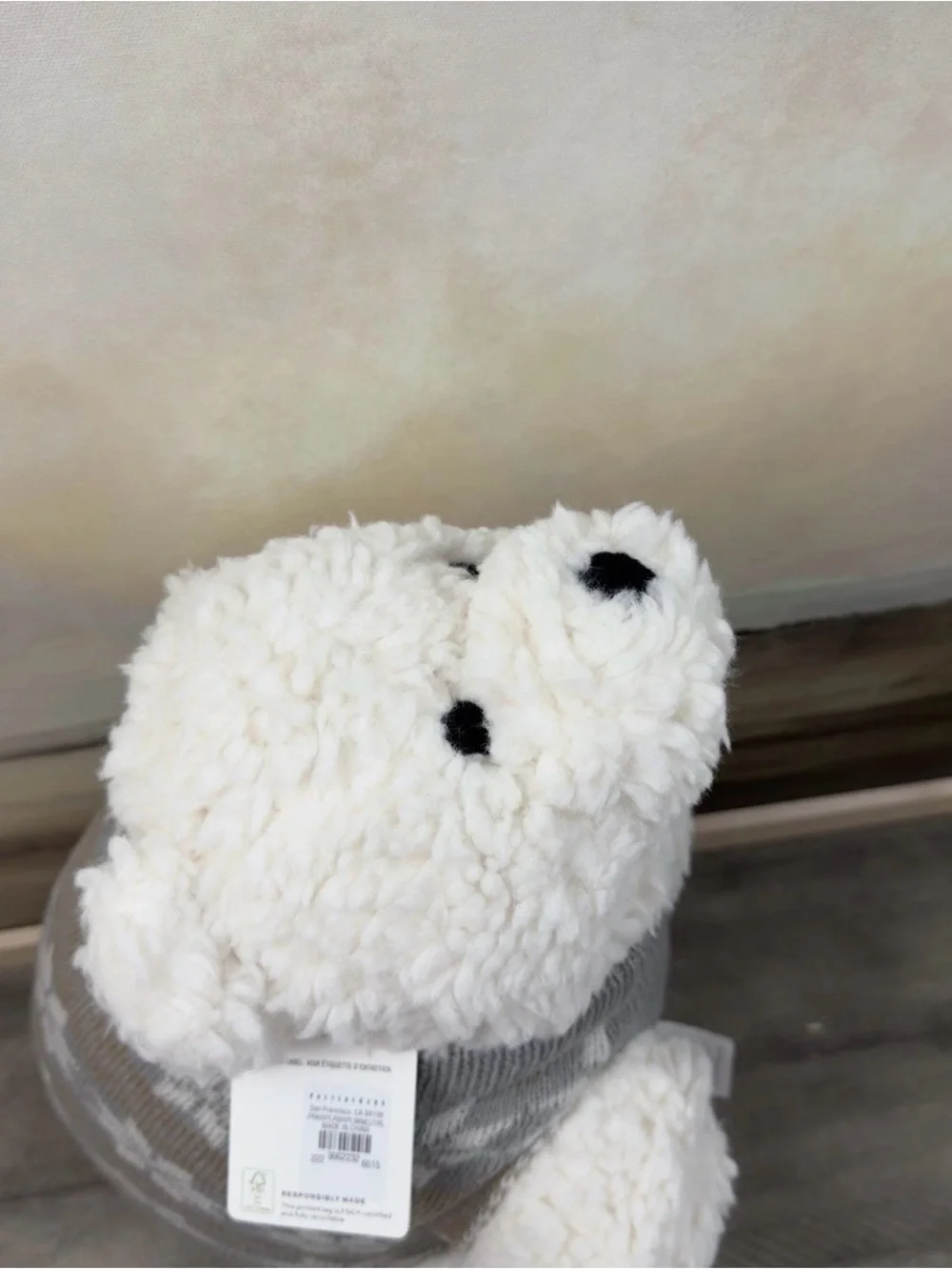 Pottery Barn Parker Polar Bear with Sweater Shaped Throw Pillow 10”x18” NWT